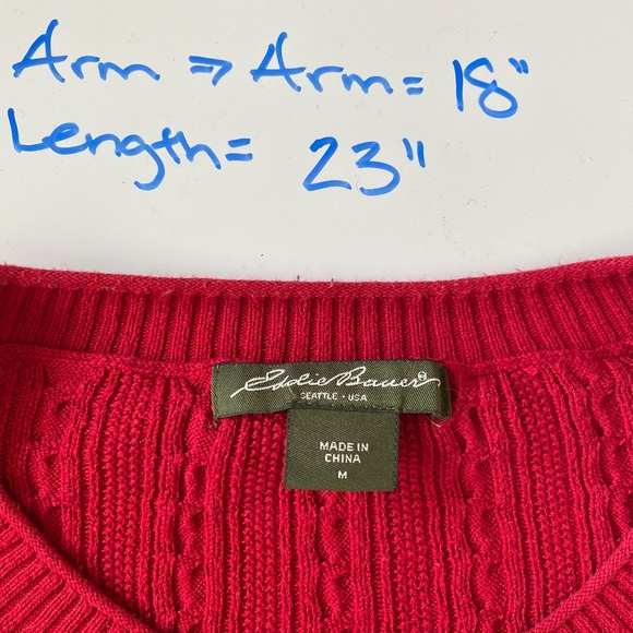 Eddie Bauer Womens Red Cable Knit Button Up Crew Neck Sweater. Sz-M - Picture 16 of 16